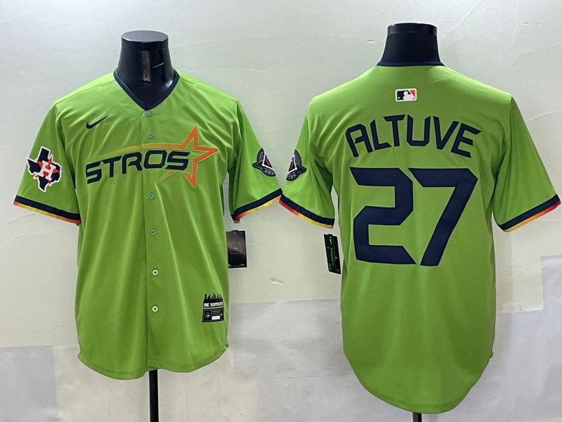 Men Houston Astros 27 Altuve Green three generations Joint Name 2025 Nike MLB Jersey style 9